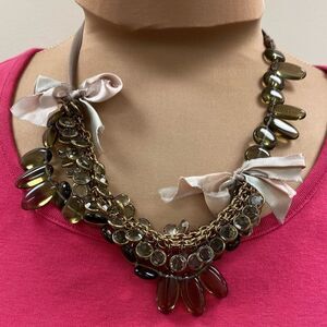 J. Crew vintage bead, chain, and ribbon statement collar necklace‎